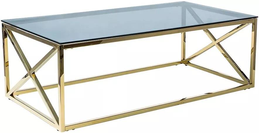 Table basse design en verre et acier doré