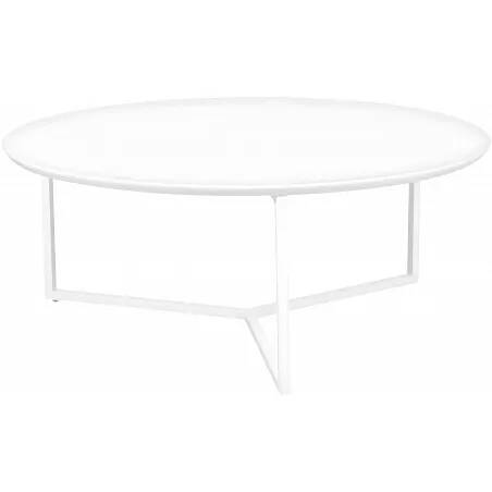 Table basse design blanc mat et acier blanc