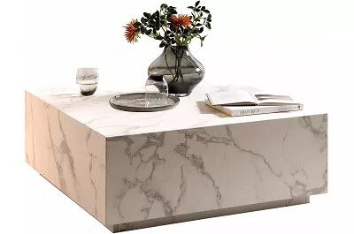 Table basse aspect marbre blanc