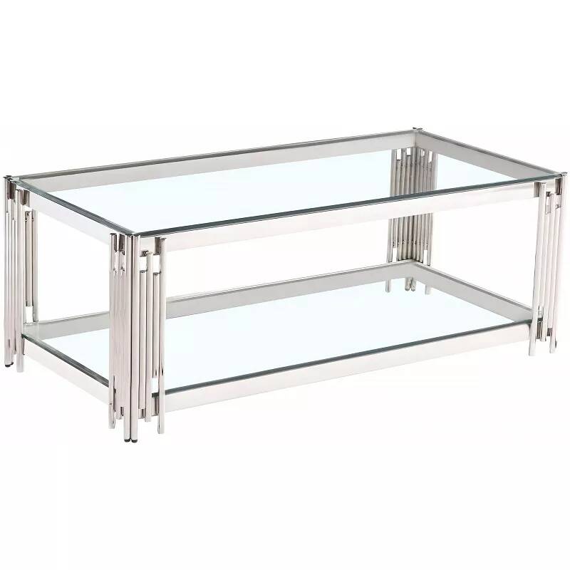 Table basse design en verre et acier chromé L120