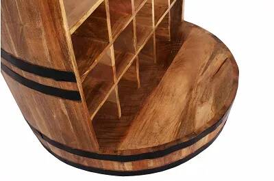 Meuble de bar en forme de tonneau en bois massif manguier laqué