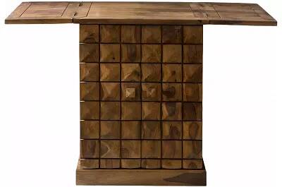 Meuble de bar pliable en bois massif sheesham 2 portes et 1 tiroir