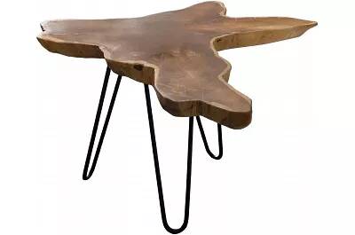 Table basse en bois teck recyclé et métal noir antique