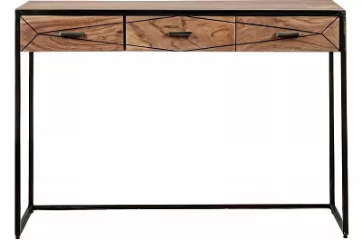 Console en bois massif acacia 3 tiroirs L115