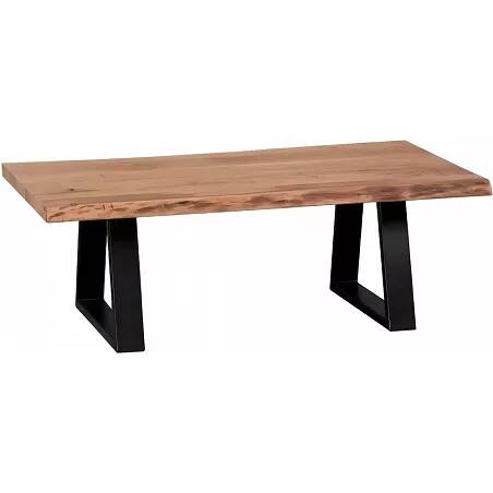 Table basse en bois massif acacia et métal noir