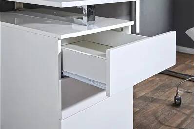 Bureau design blanc laqué 3 tiroirs 140x70