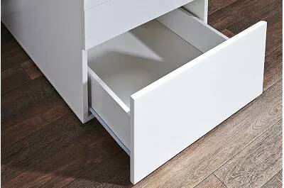 Bureau design blanc laqué 3 tiroirs 140x70
