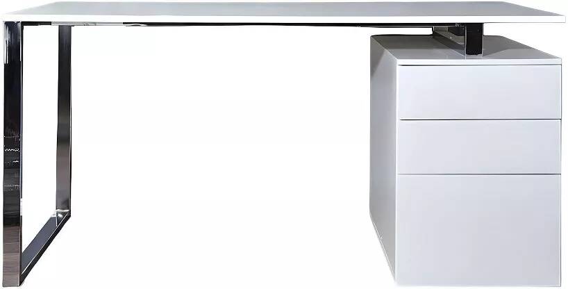 Bureau blanc laqué 3 tiroirs 180x85
