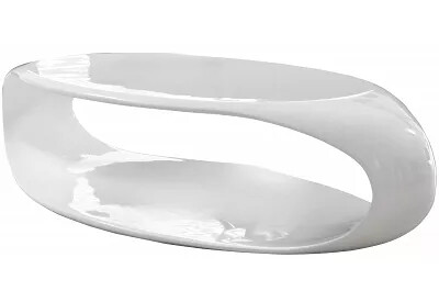 Table basse design en fibre de verre blanc laqué L120