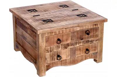Table basse en bois massif manguier 4 tiroirs