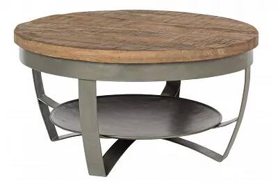 Table basse en bois de manguier et acier Ø65