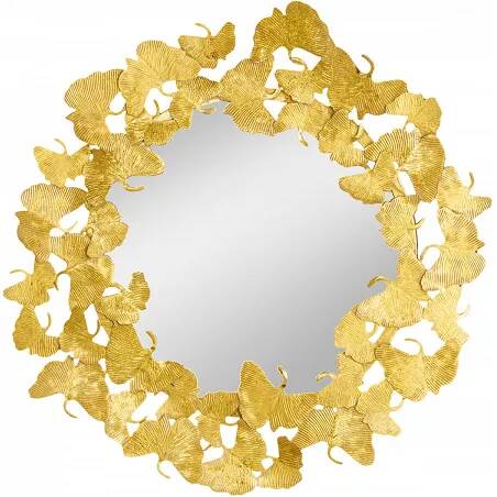 Miroir mural design en métal doré