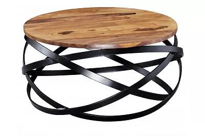 Table basse design en bois massif sheesham et métal noir mat