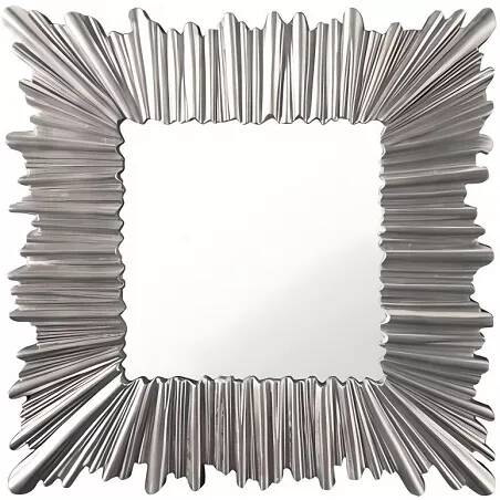 Miroir mural design bois de paulownia laqué argenté