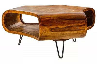 4705 - 130853 - Table basse en bois massif sheesham et métal noir