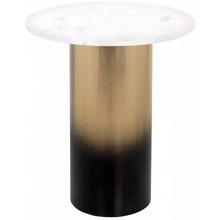 Table d'appoint en métal noir et doré et aspect marbre blanc