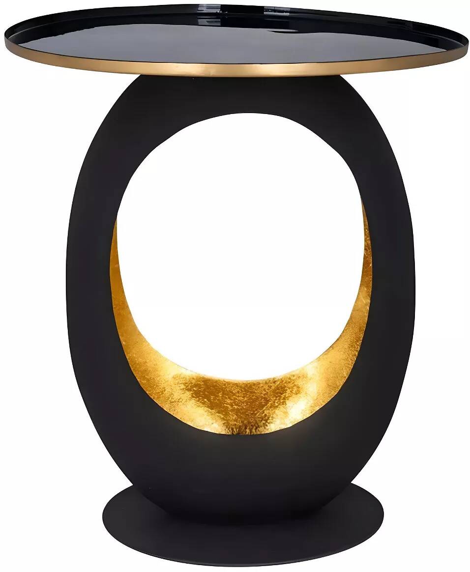 Table d'appoint en métal noir et doré