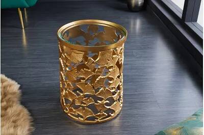 Table d'appoint en aluminium doré et verre