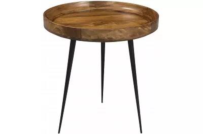 Table d'appoint en bois manguier et métal noir mat