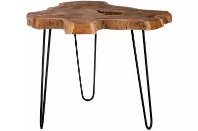 Table d'appoint en bois teck recyclé et métal noir antique