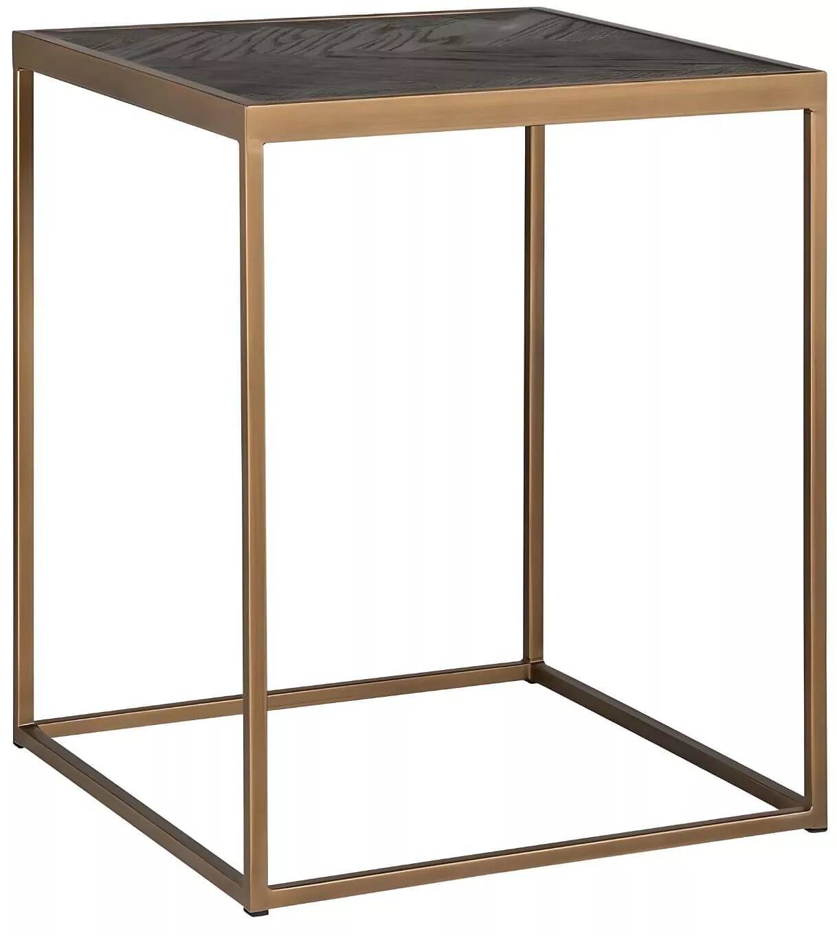 Table d'appoint en bois chêne noir et acier doré