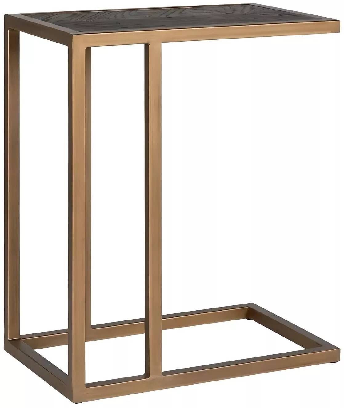 Table d'appoint en bois chêne noir et acier doré