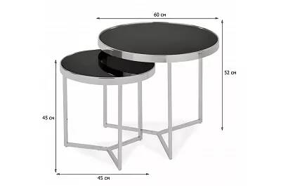 Set de 2 tables d'appoint en métal chromé et verre noir