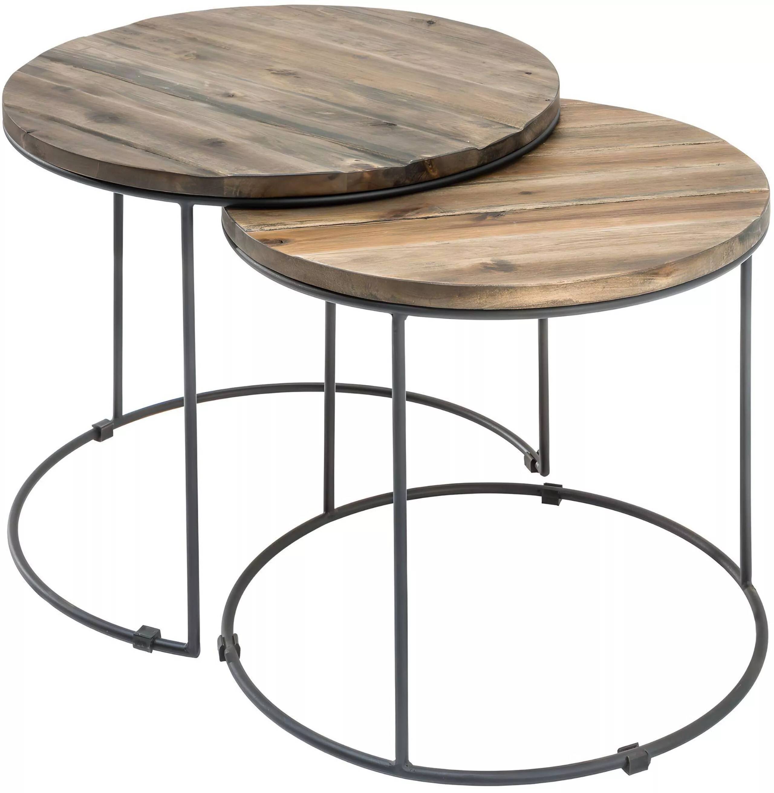 Set de 2 tables d'appoint gigognes en bois massif acacia et métal anthracite