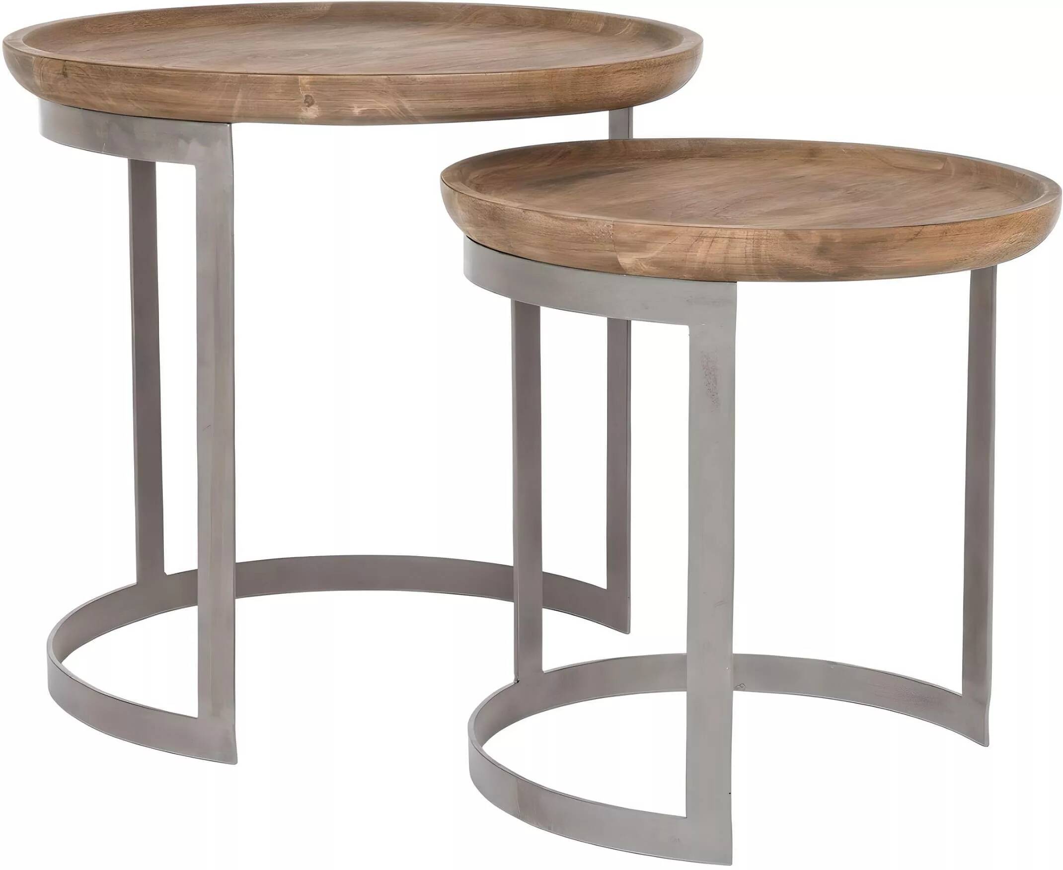 Set de 2 tables d'appoint gigognes en bois de manguier et acier