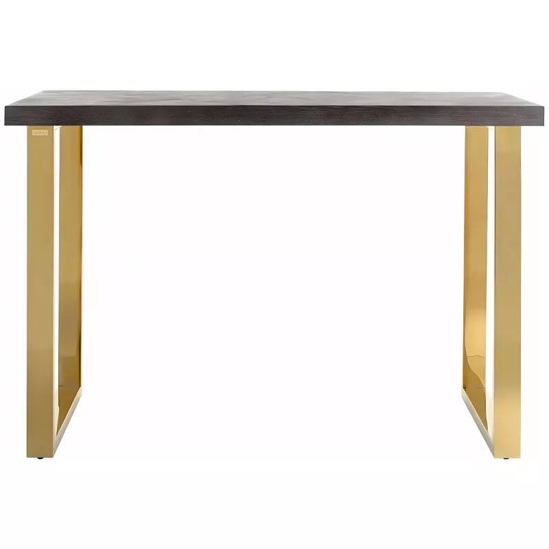 Table de bar en bois de chêne noir et acier doré