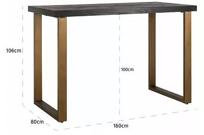 Table de bar en bois de chêne noir et métal laiton