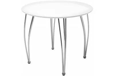 Table de salle à manger blanc laqué et métal chrome 90x90