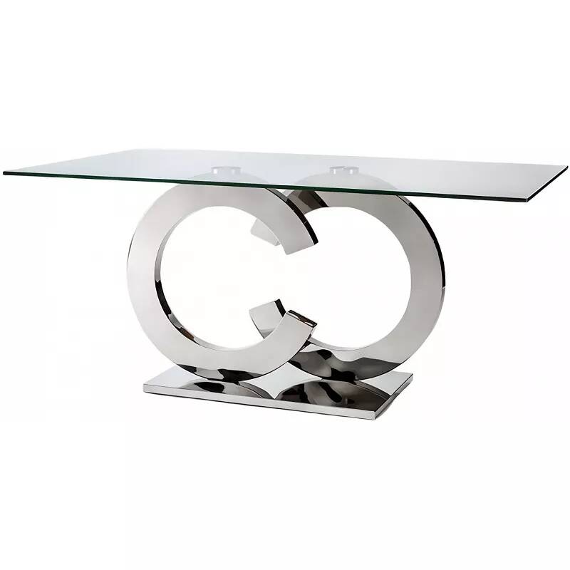 Table de salle à manger en verre et acier chromé 160x90