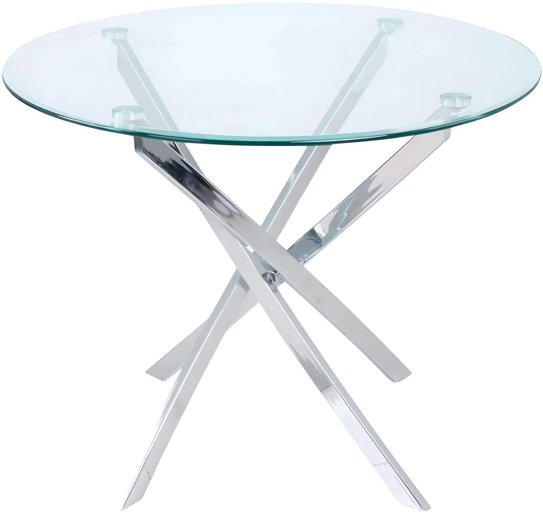Table de salle à manger en verre et métal chromé Ø90