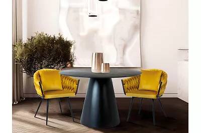 Table de salle à manger en aspect marbre gris et noir mat