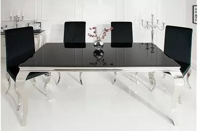 Table de salle à manger en métal chromé et verre noir 150x90