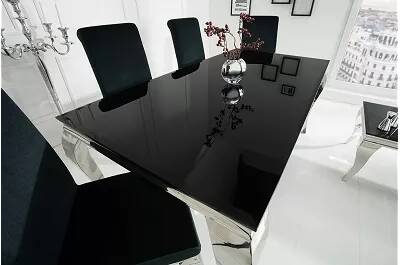 Table de salle à manger en métal chromé et verre noir 150x90