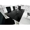 Table de salle à manger en acier poli chromé et verre noir 180x90