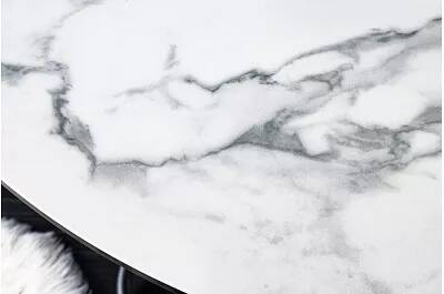 Table de salle à manger en céramique aspect marbre blanc