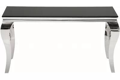 11506 - 131830 - Console en verre noir et acier chromé L145