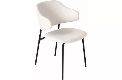 Set de 2 chaises en tissu bouclé blanc et métal noir