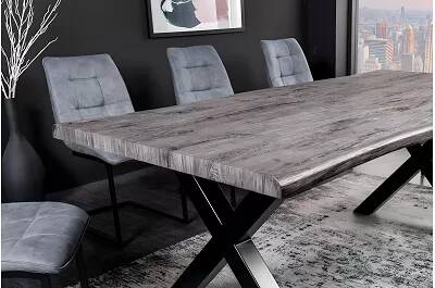 Table à manger en bois cérusé gris blanchi L180x90