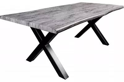 Table à manger en bois cérusé gris blanchi L180x90