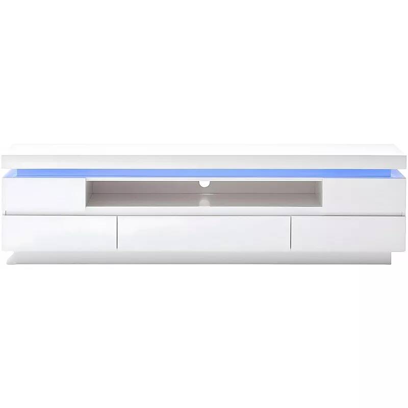 Meuble TV LED design blanc laqué 5 tiroirs
