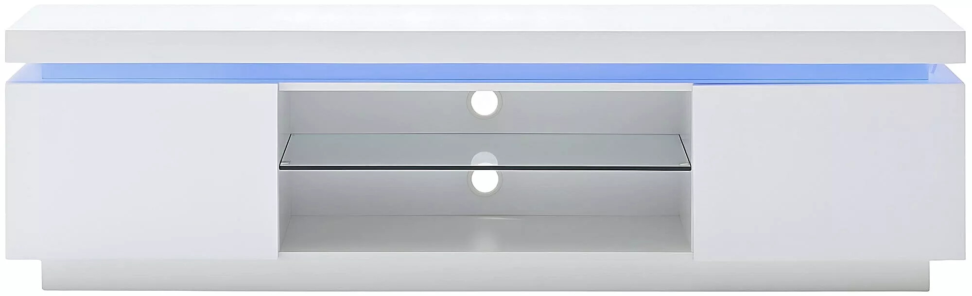 Meuble TV LED design blanc laqué 2 portes