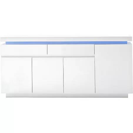 Buffet design LED blanc laqué 4 portes et 2 tiroirs