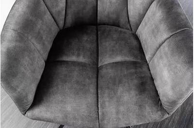 Set de 2 chaises pivotantes en velours matelassé gris foncé