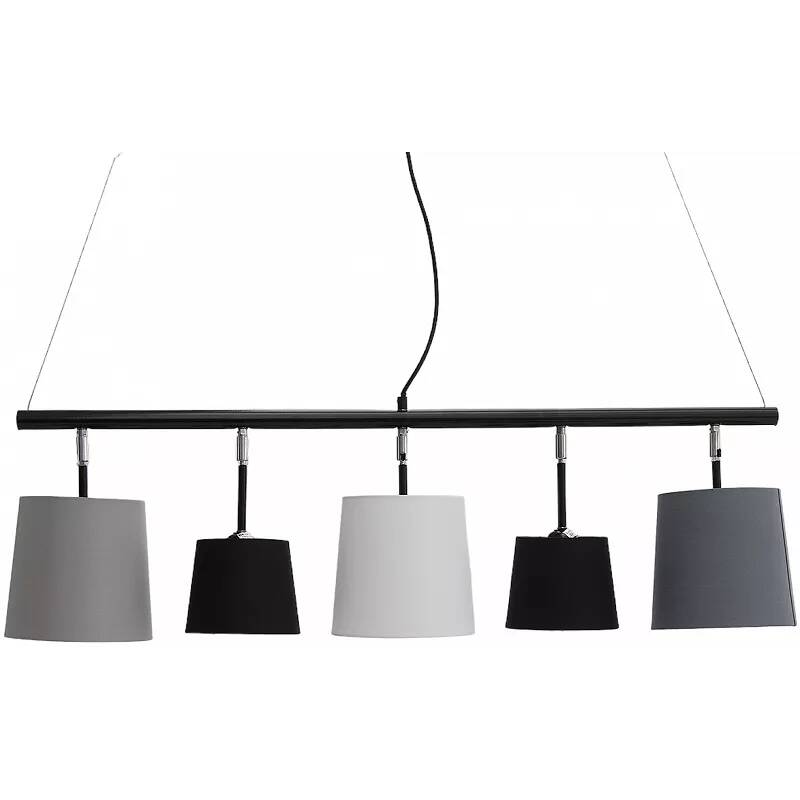 Lampe suspension design en lin gris et métal noir L100