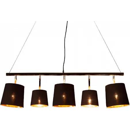 Lampe suspension design en lin noir et métal noir L104