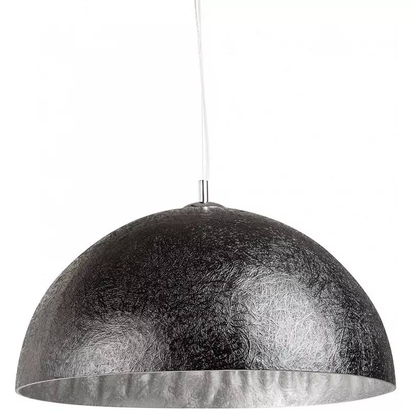 Lampe suspension en fibre de verre noir et argenté Ø50